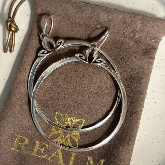 REALM | Portrait Hoop Earring 48mm - Sterling Silver | Statement Earrings - Picture 4 of 13